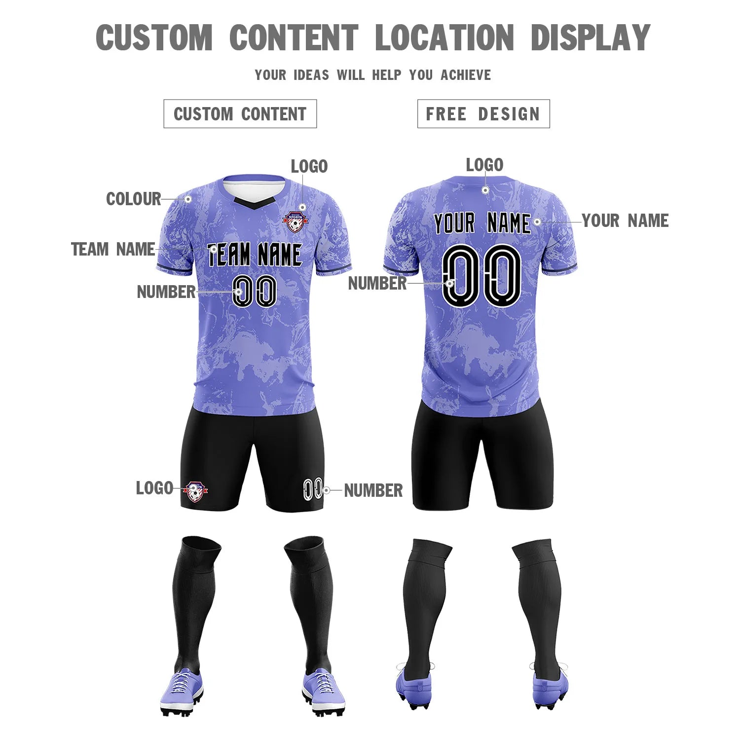 Custom Purple White Training Uniform Soccer Sets Jersey