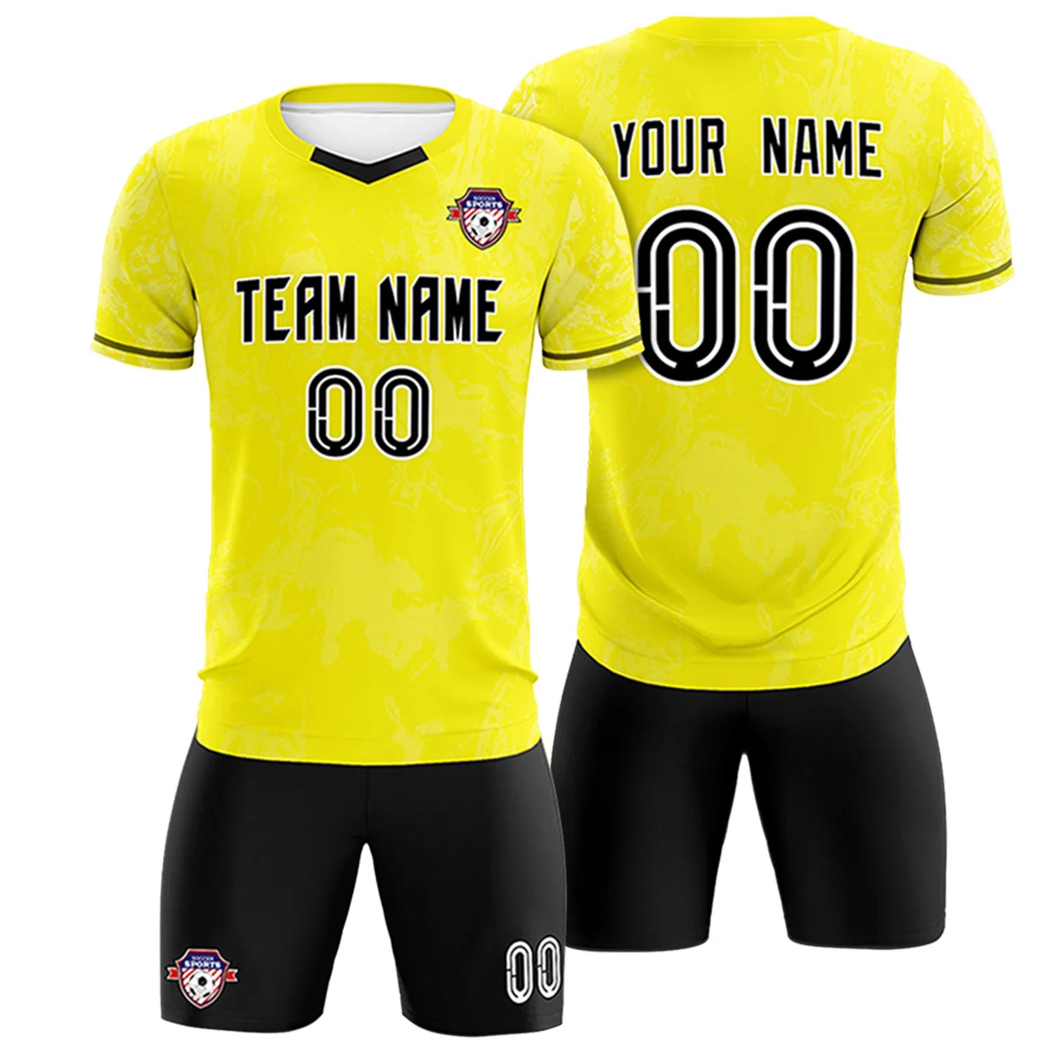 Custom Yellow White Training Uniform Soccer Sets Jersey