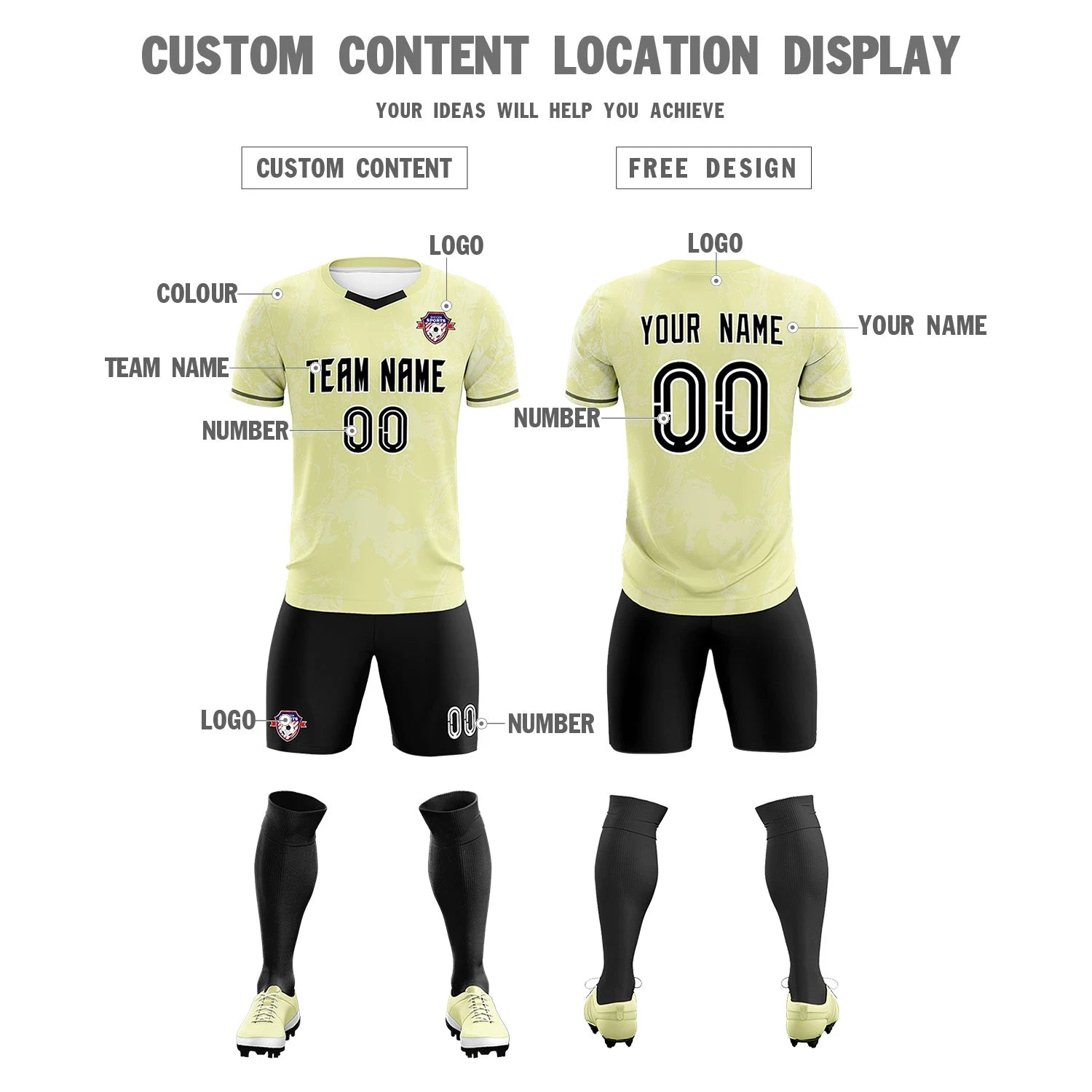 Custom Cream White Training Uniform Soccer Sets Jersey