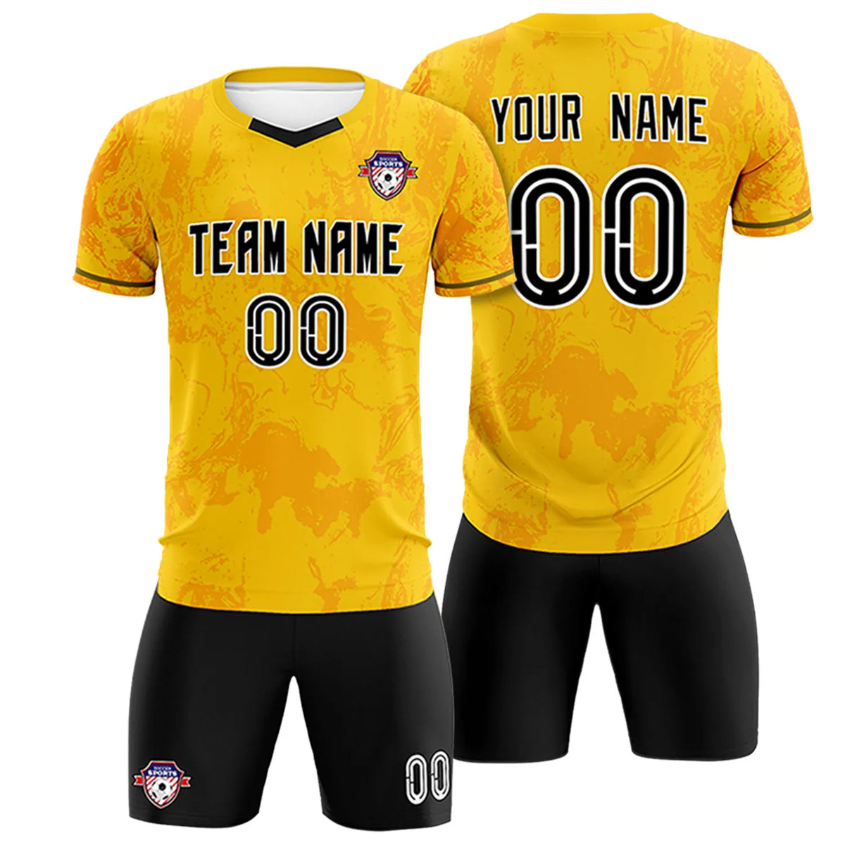 Custom Yellow Orange Training Uniform Soccer Sets Jersey