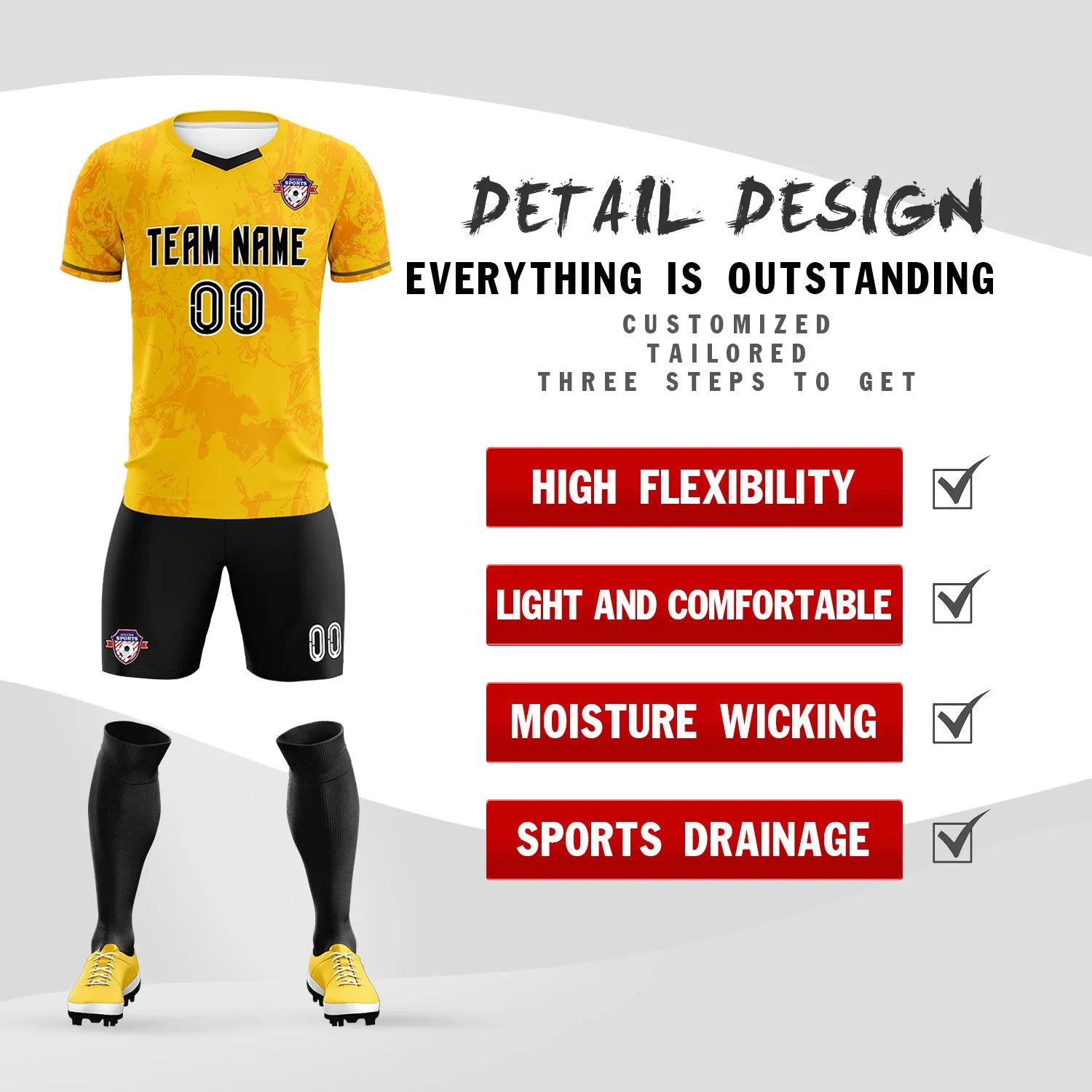 Custom Yellow Orange Training Uniform Soccer Sets Jersey