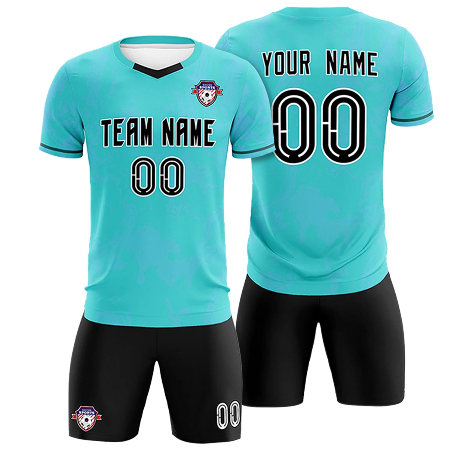 Custom Sky Blue Light Blue Orange Training Uniform Soccer Sets Jersey