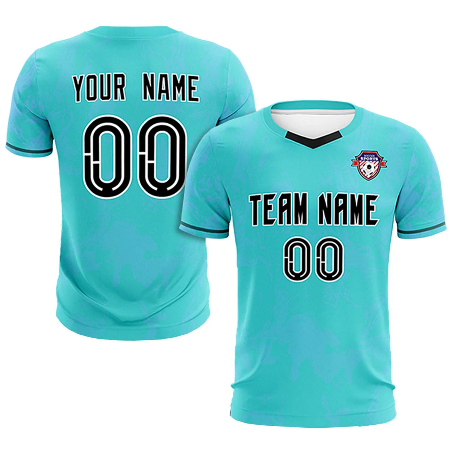 Custom Sky Blue Light Blue Orange Training Uniform Soccer Sets Jersey