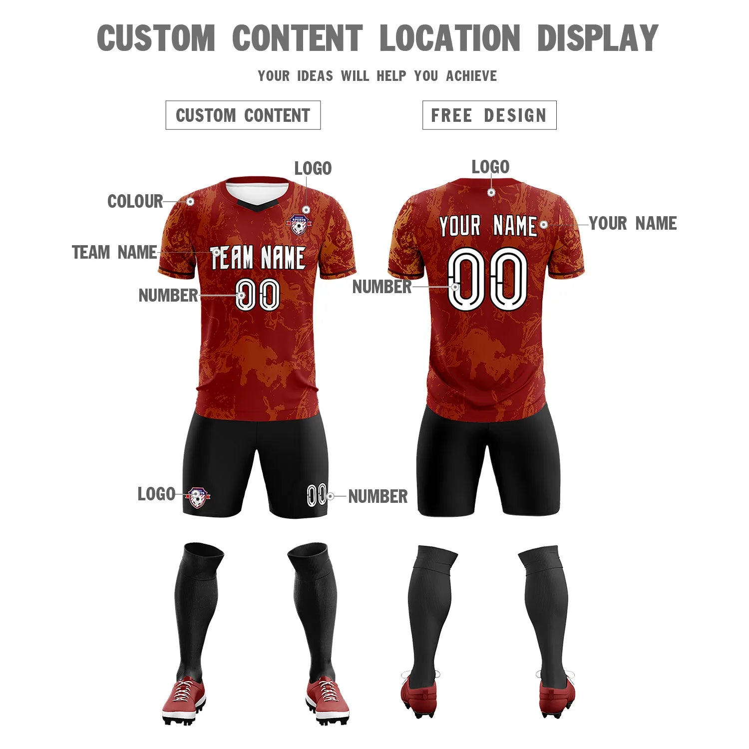 Custom Crimson Khaki Training Uniform Soccer Sets Jersey