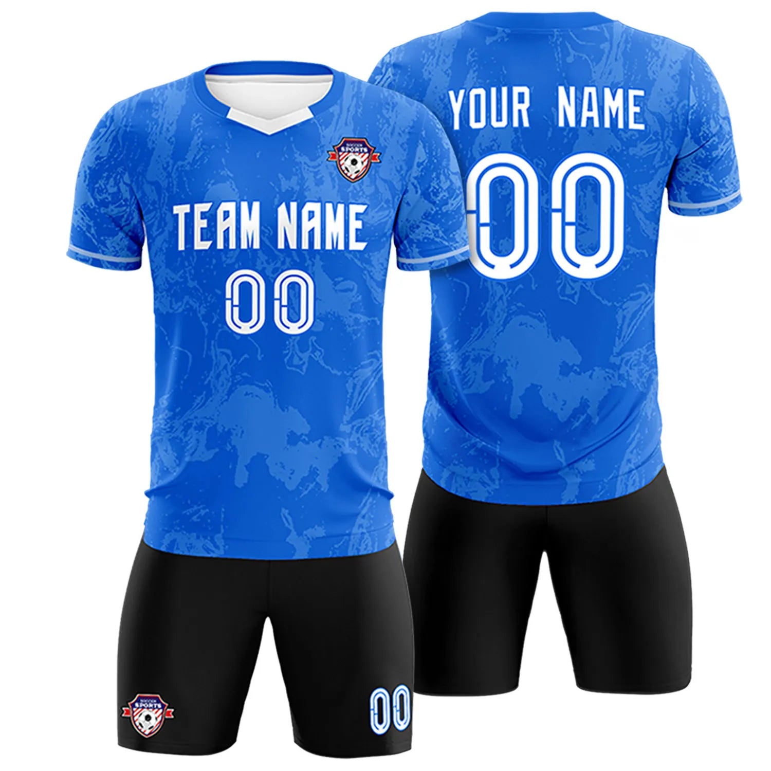 Custom Royal Blue White Training Uniform Soccer Sets Jersey
