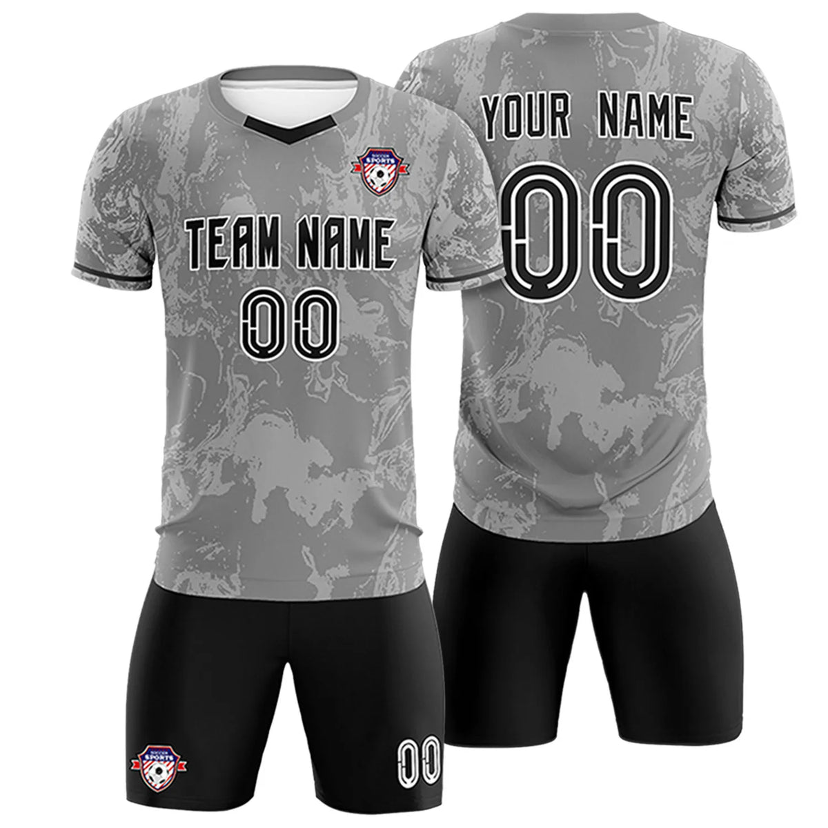 Custom Gray White Training Uniform Soccer Sets Jersey