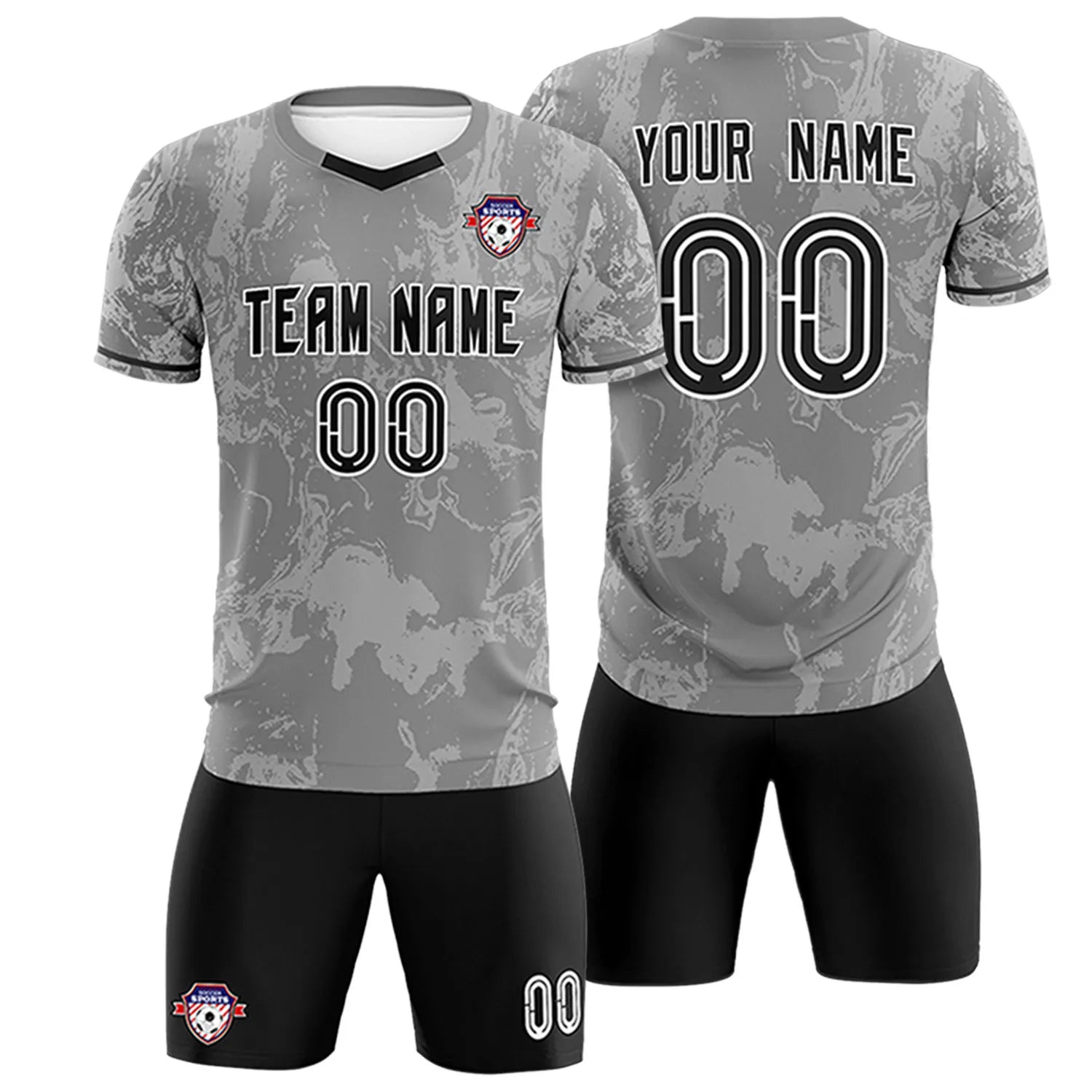 Custom Gray White Training Uniform Soccer Sets Jersey