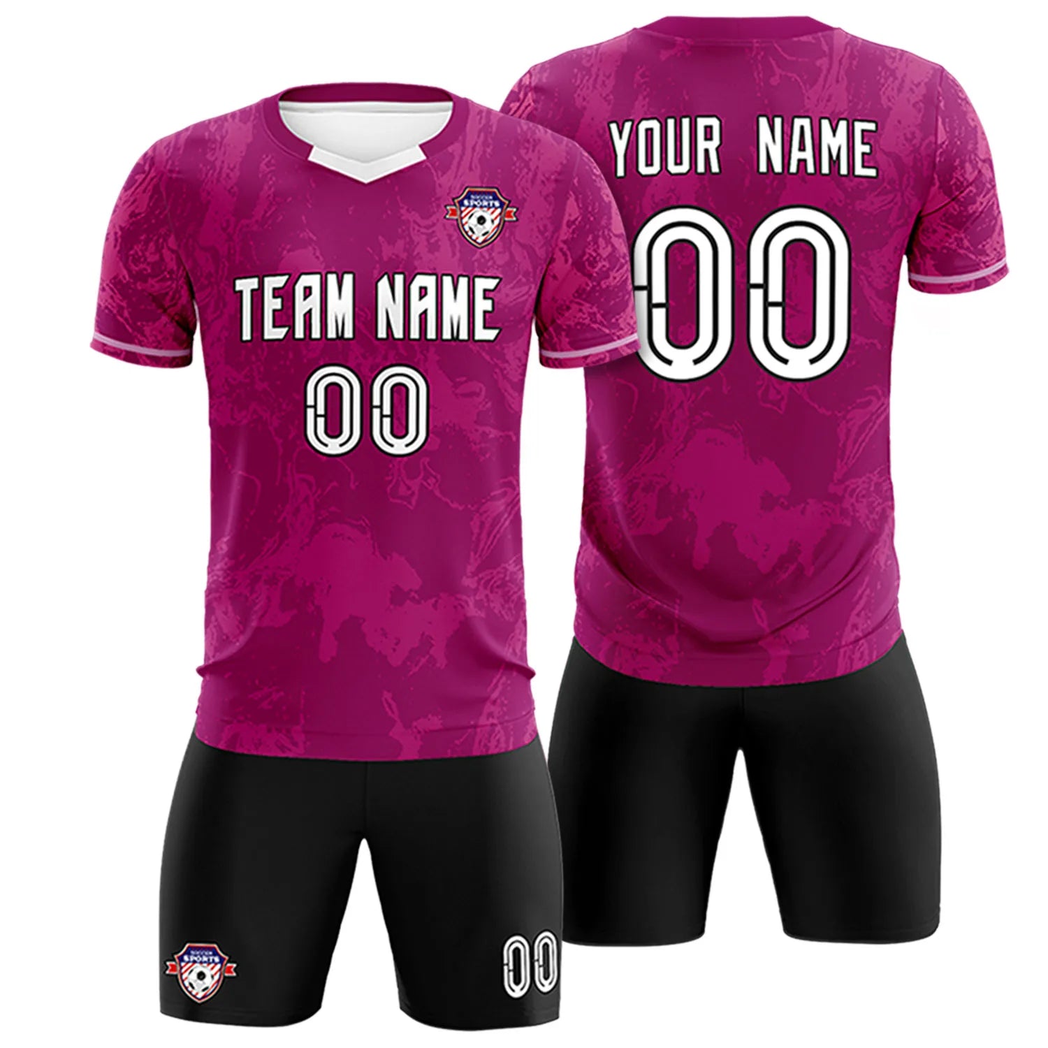 Custom Dark Pink Pink Training Uniform Soccer Sets Jersey