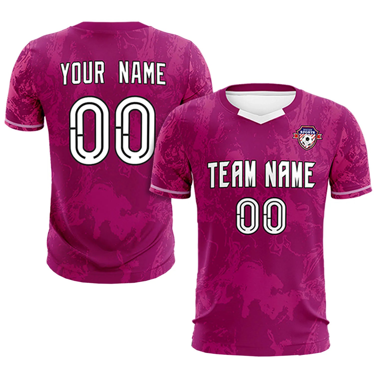 Custom Dark Pink Pink Training Uniform Soccer Sets Jersey