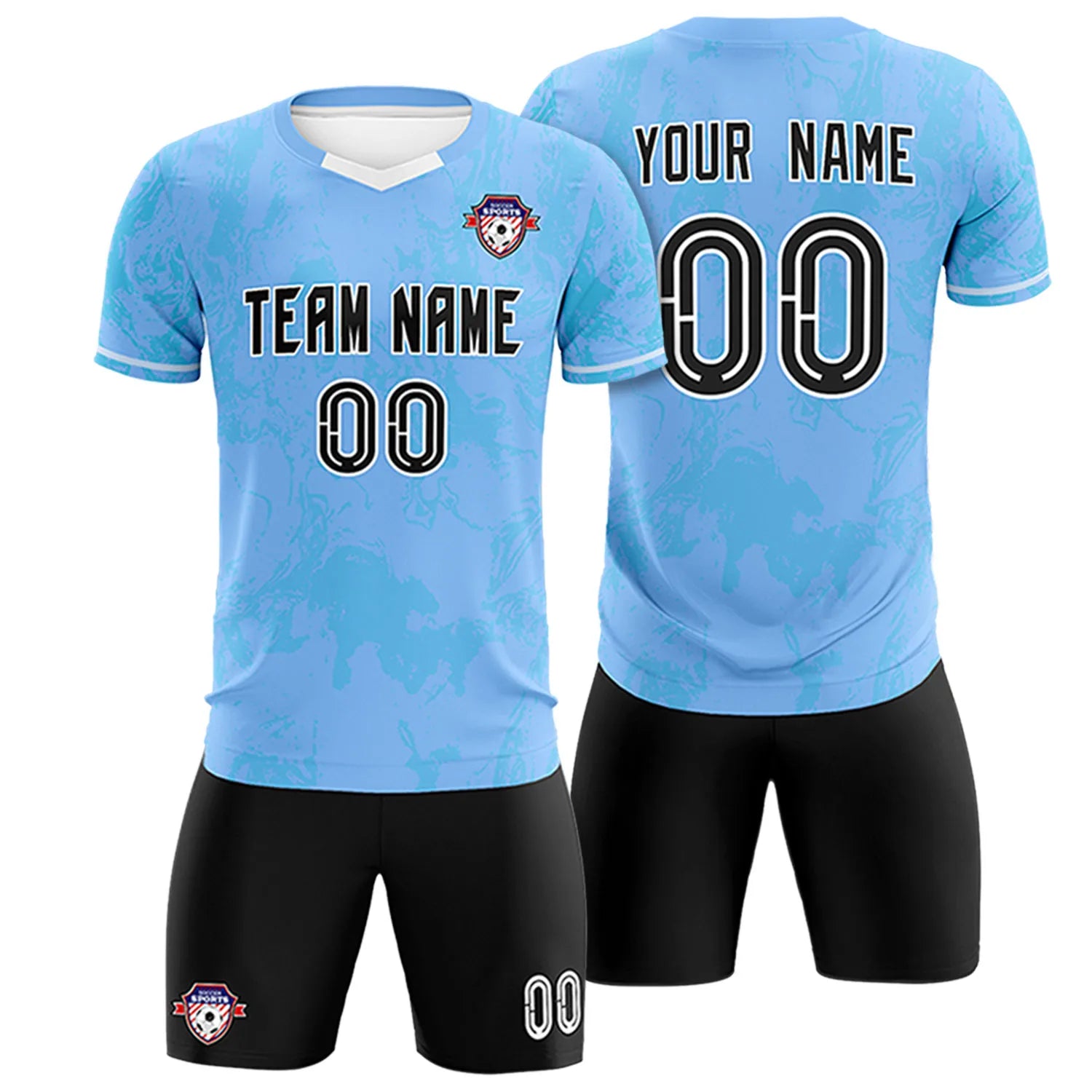 Custom Light Blue Powder Blue Training Uniform Soccer Sets Jersey