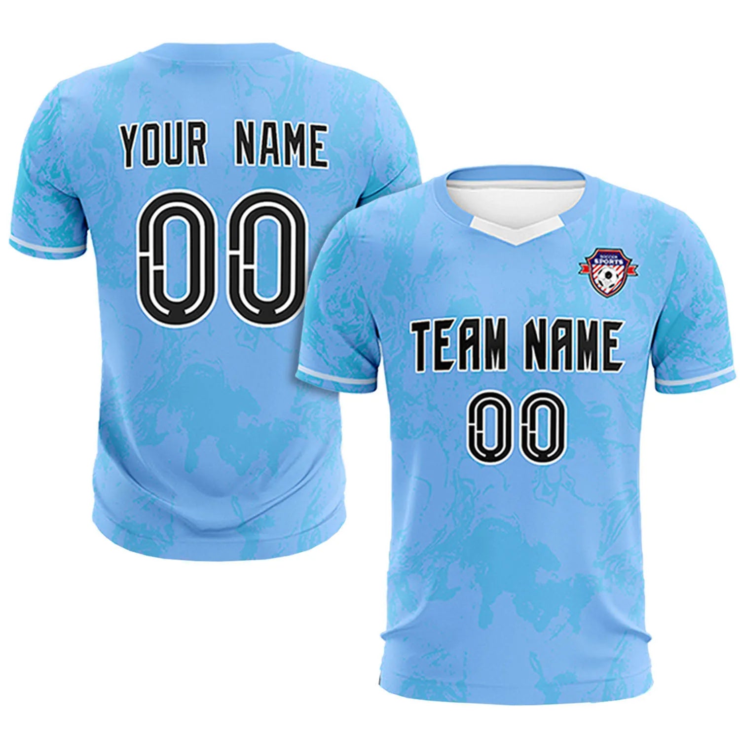 Custom Light Blue Powder Blue Training Uniform Soccer Sets Jersey