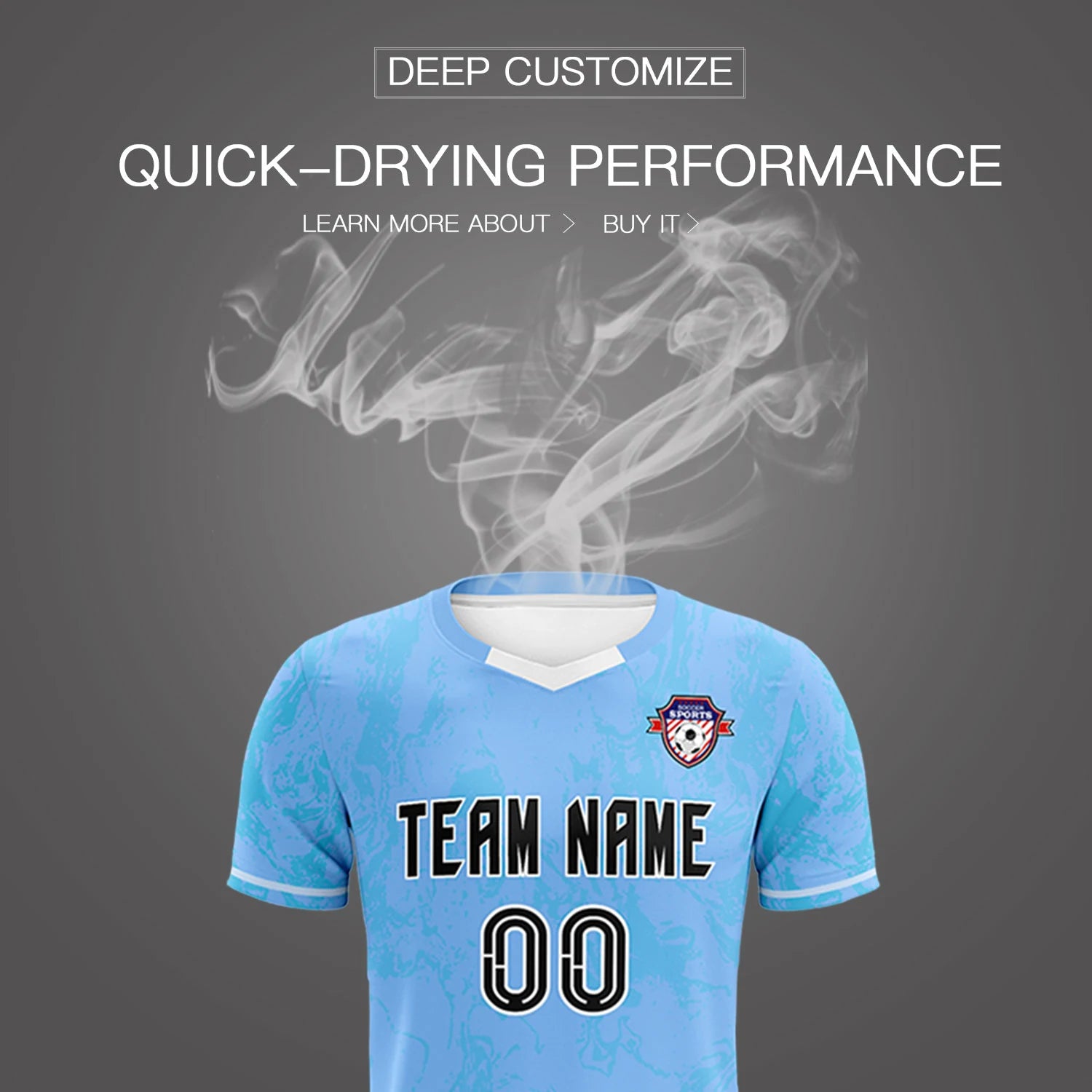 Custom Light Blue Powder Blue Training Uniform Soccer Sets Jersey