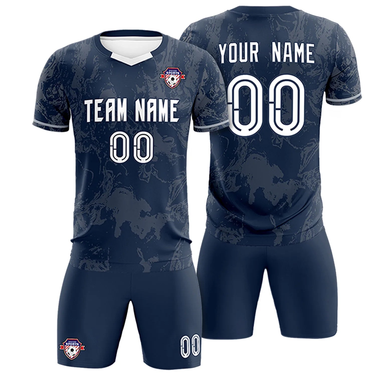 Custom Navy Gray Training Uniform Soccer Sets Jersey