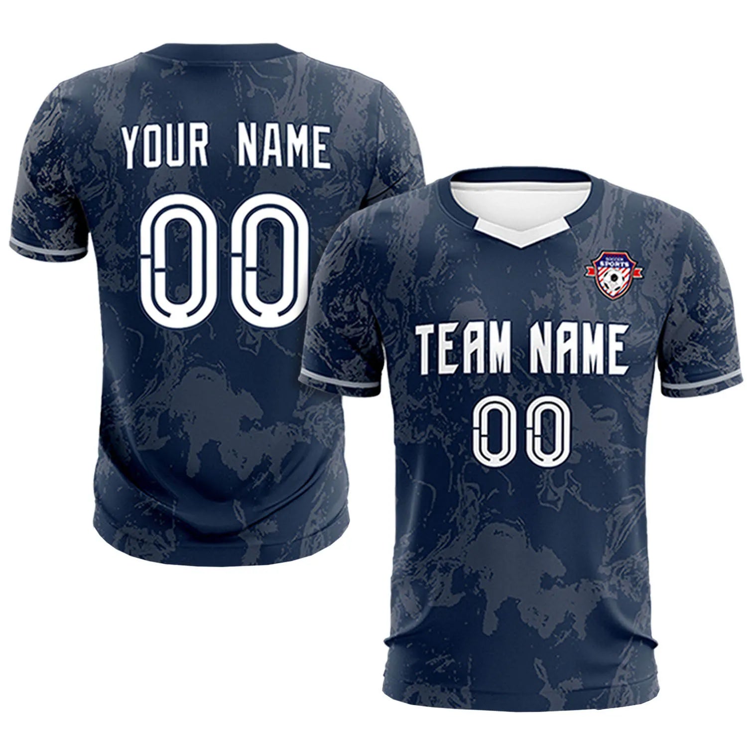 Custom Navy Gray Training Uniform Soccer Sets Jersey