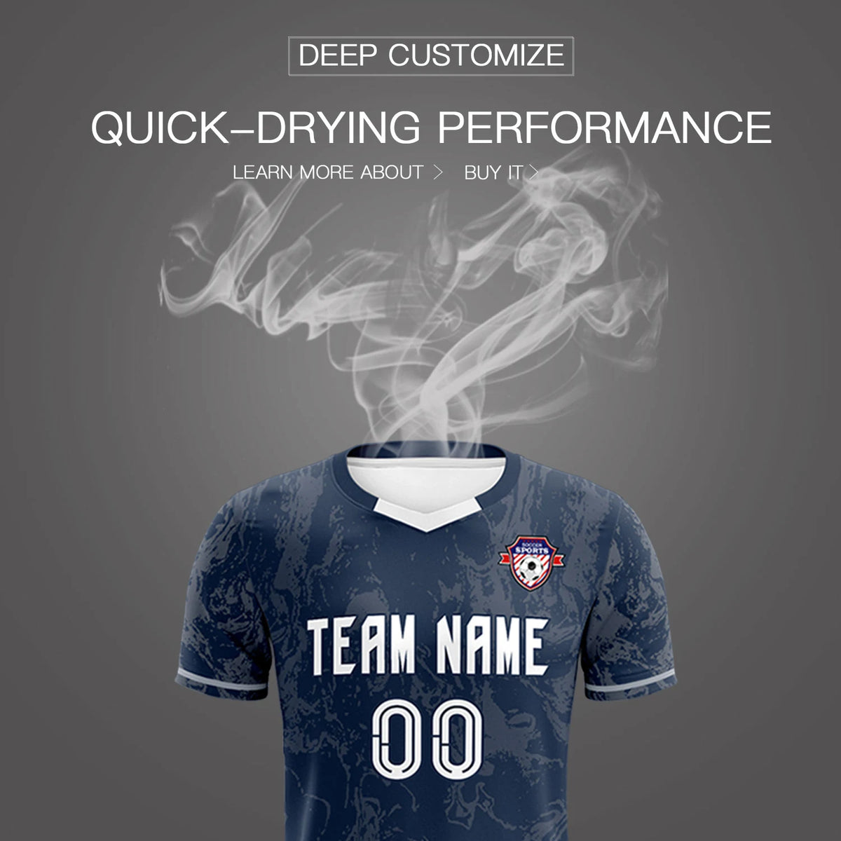 Custom Navy Gray Training Uniform Soccer Sets Jersey