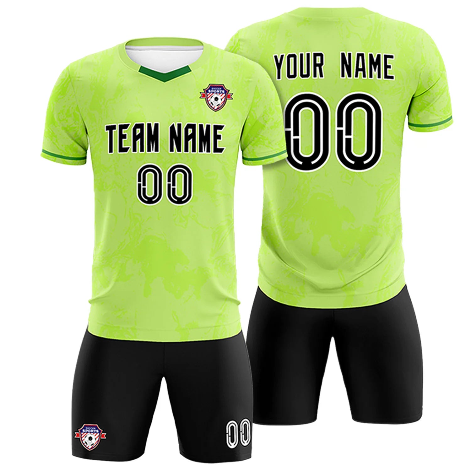 Custom Bright Green Neon Green Training Uniform Soccer Sets Jersey