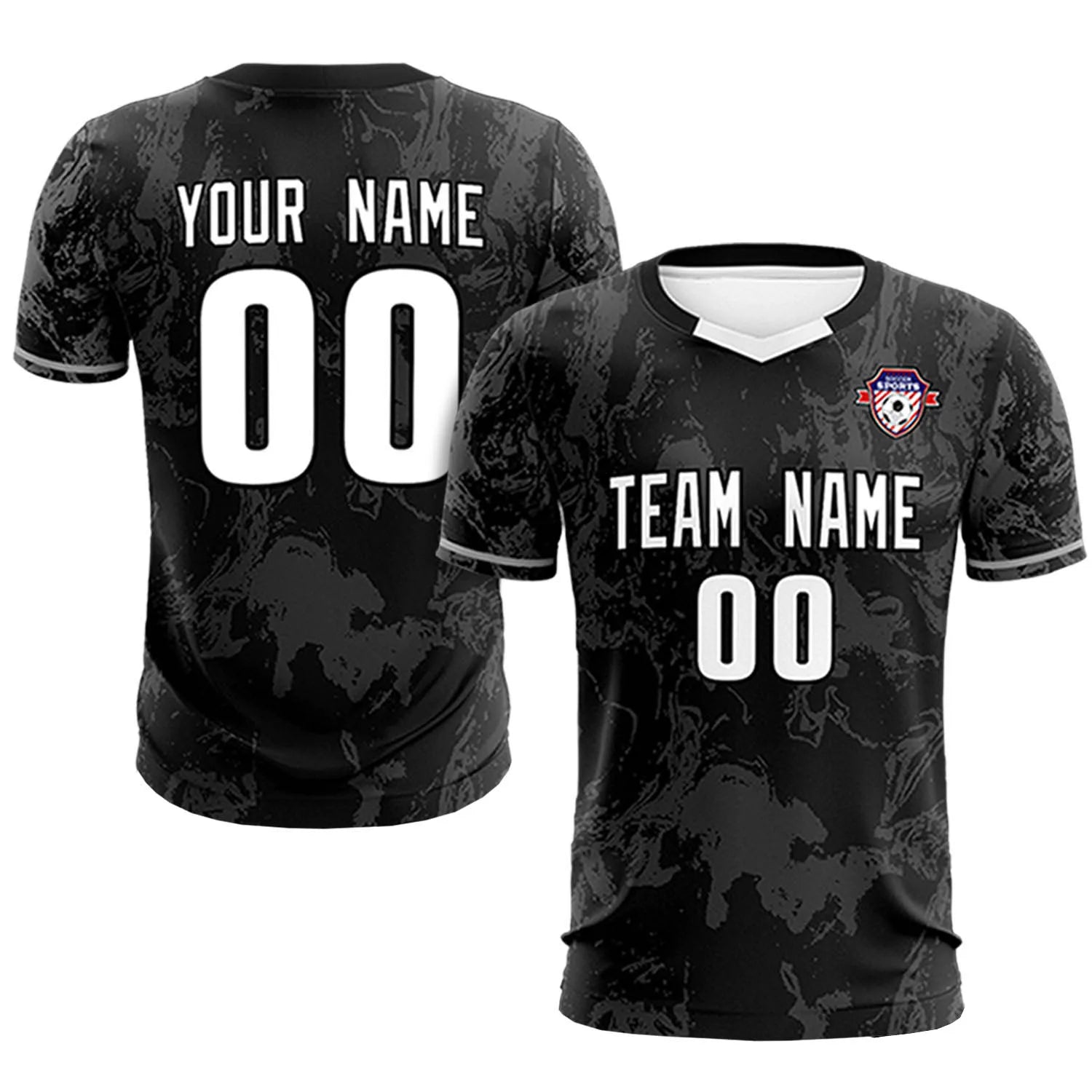 Custom Black White Training Uniform Soccer Sets Jersey