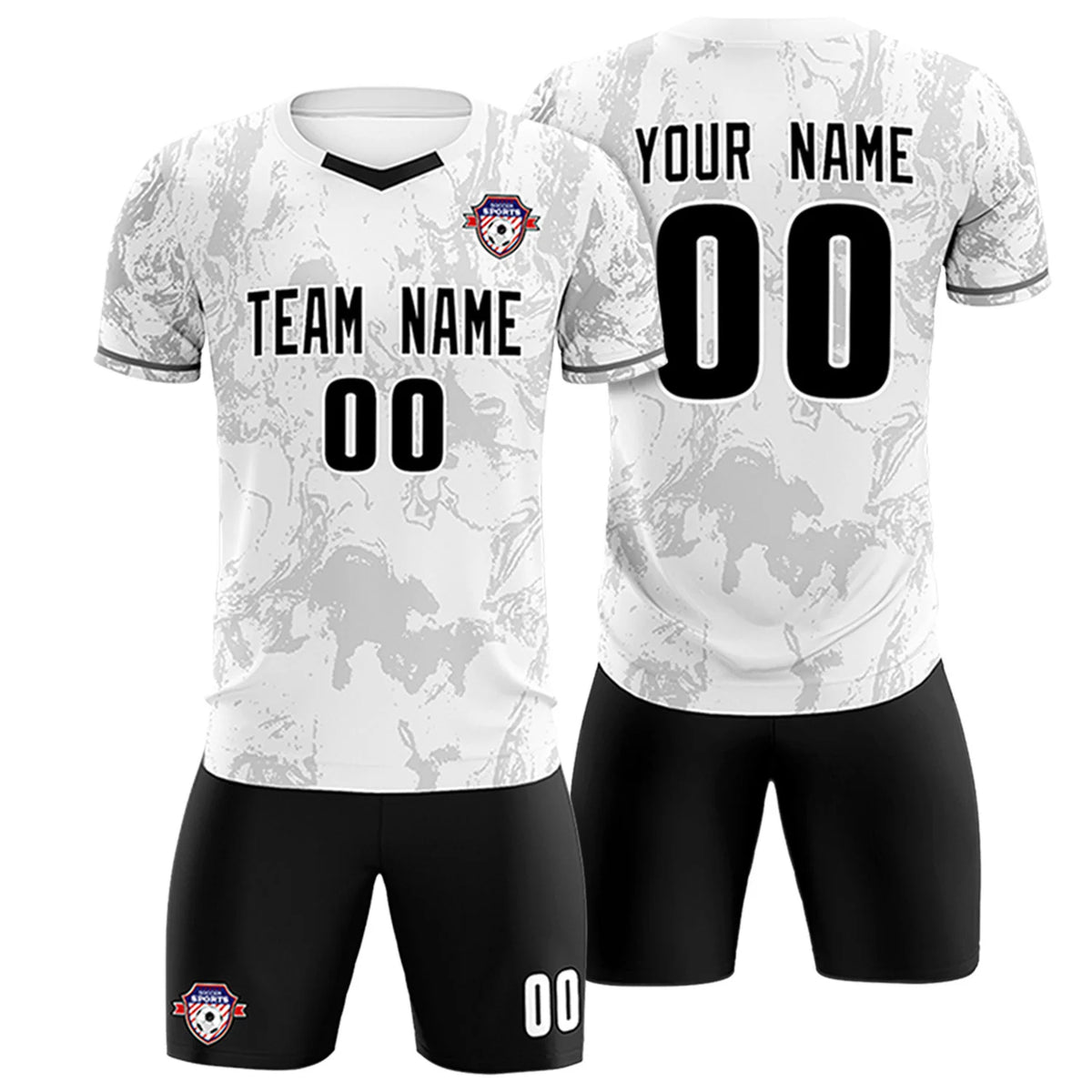 Custom White Gray Training Uniform Soccer Sets Jersey