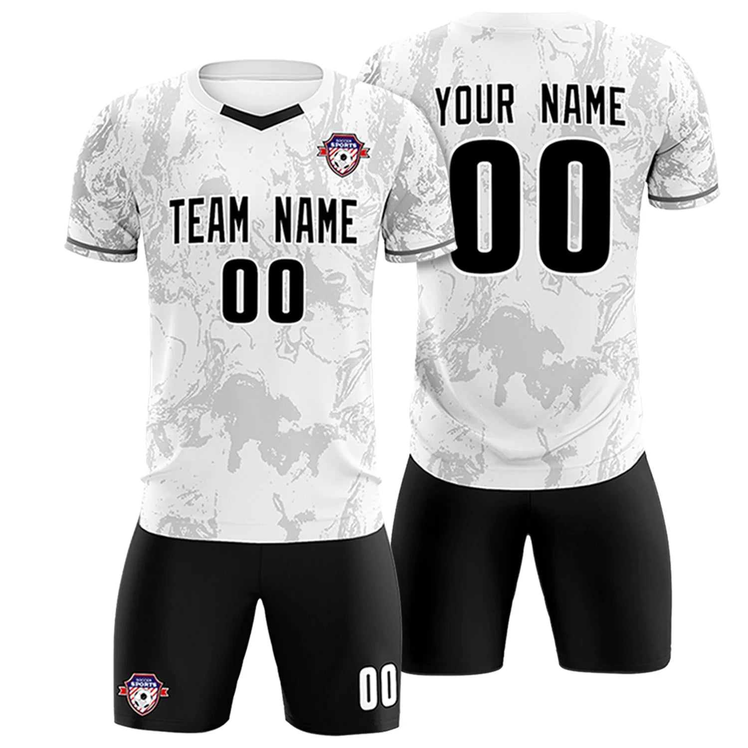 Custom White Gray Training Uniform Soccer Sets Jersey