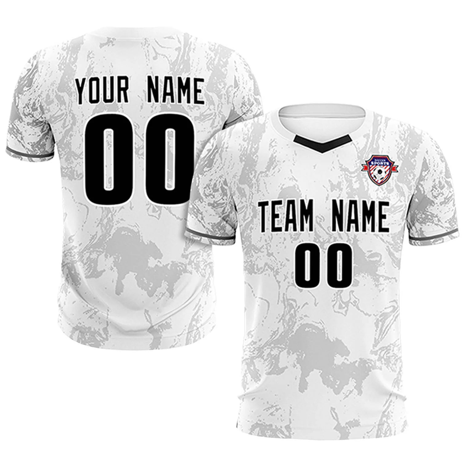 Custom White Gray Training Uniform Soccer Sets Jersey