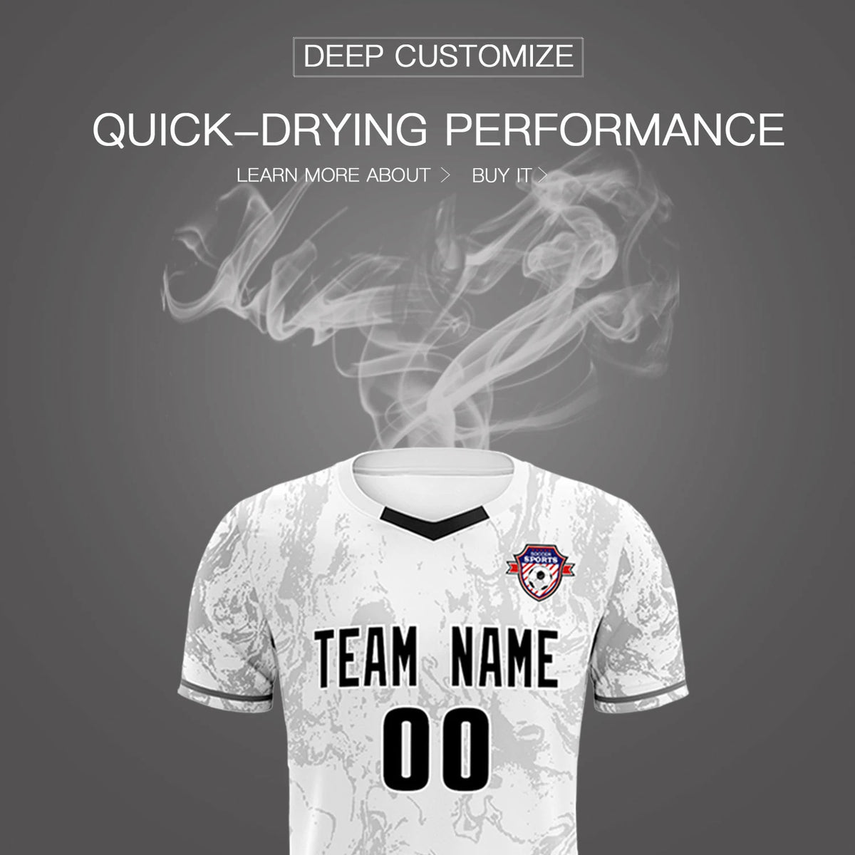 Custom White Gray Training Uniform Soccer Sets Jersey