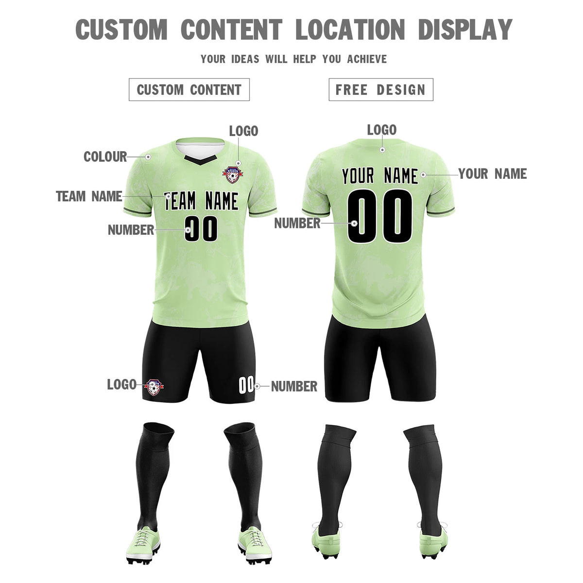 Custom Neon Green White Training Uniform Soccer Sets Jersey