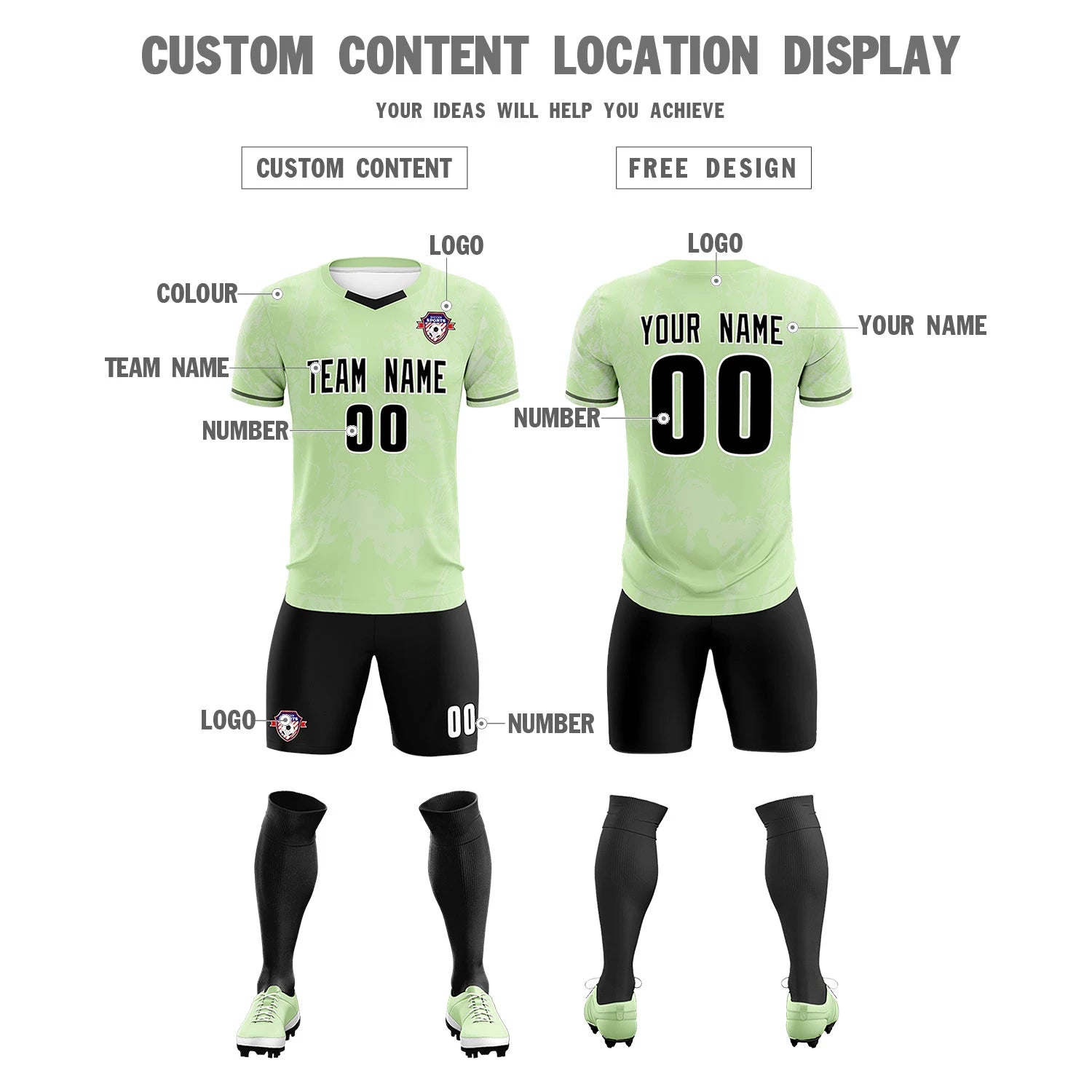 Custom Neon Green White Training Uniform Soccer Sets Jersey