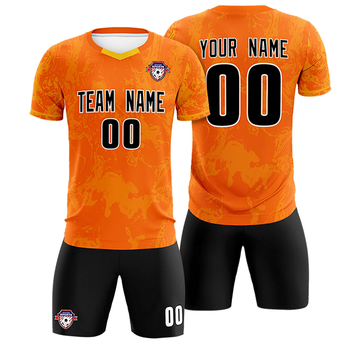 Custom Orange Yellow Training Uniform Soccer Sets Jersey