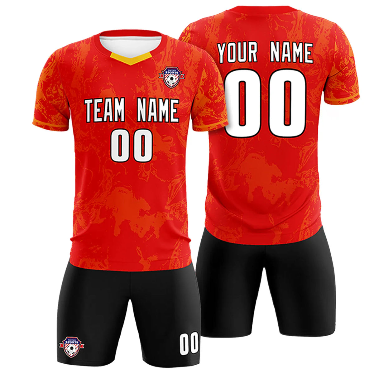 Custom Red Yellow Training Uniform Soccer Sets Jersey