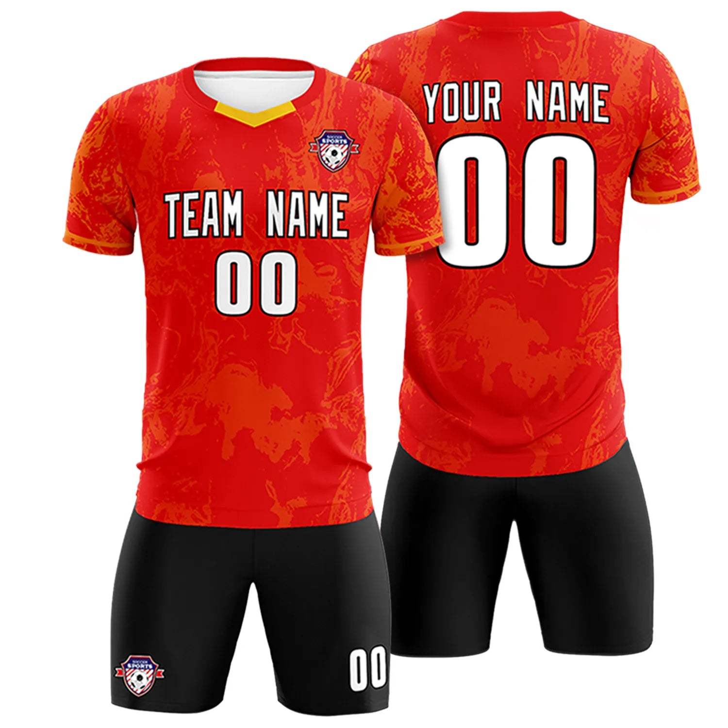 Custom Red Yellow Training Uniform Soccer Sets Jersey
