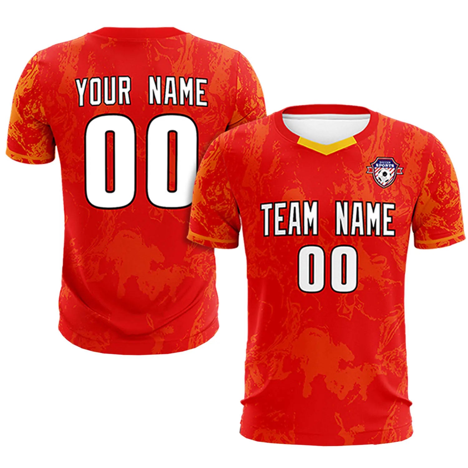 Custom Red Yellow Training Uniform Soccer Sets Jersey