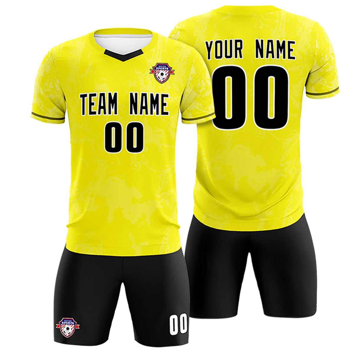 Custom Yellow White Training Uniform Soccer Sets Jersey