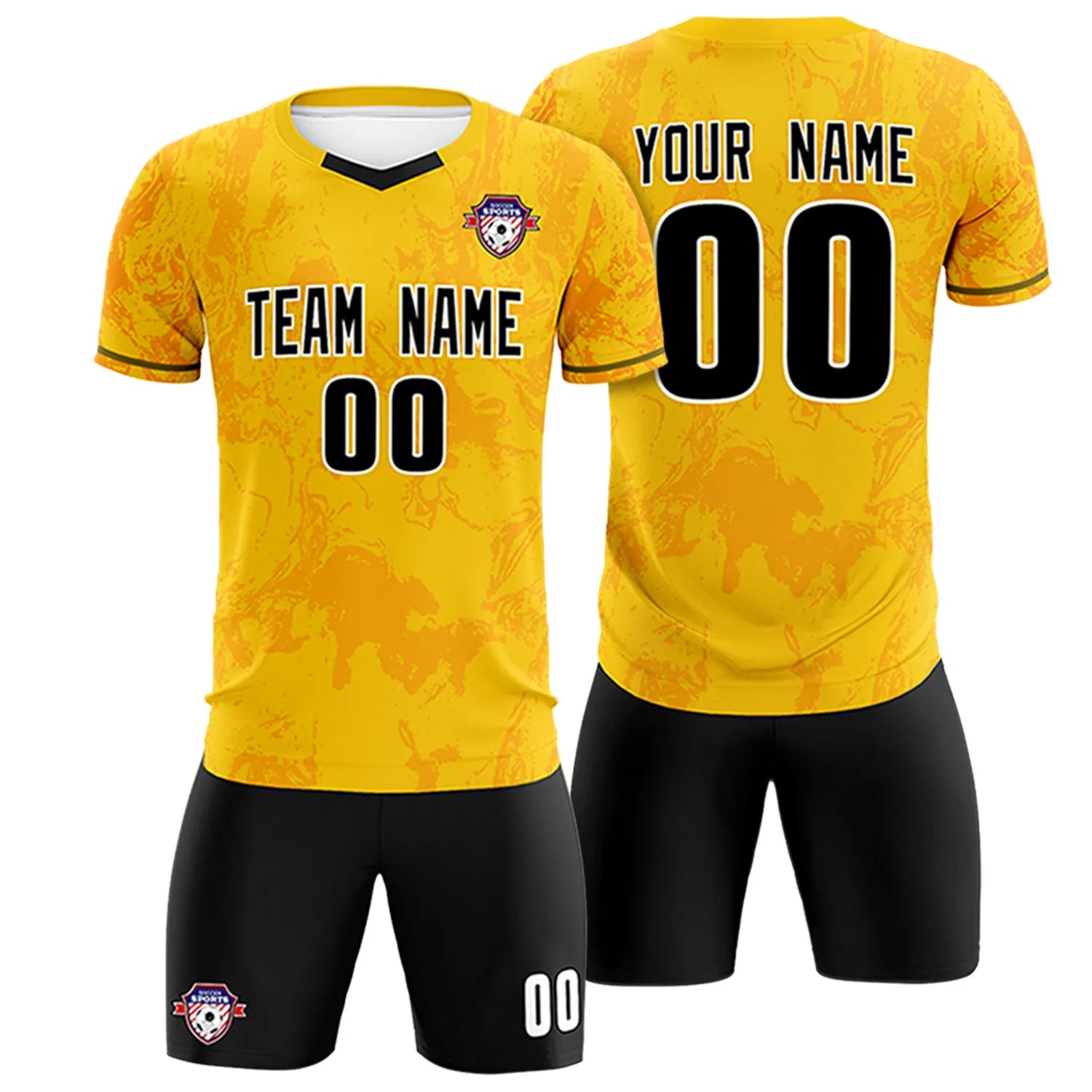 Custom Yellow Orange Training Uniform Soccer Sets Jersey