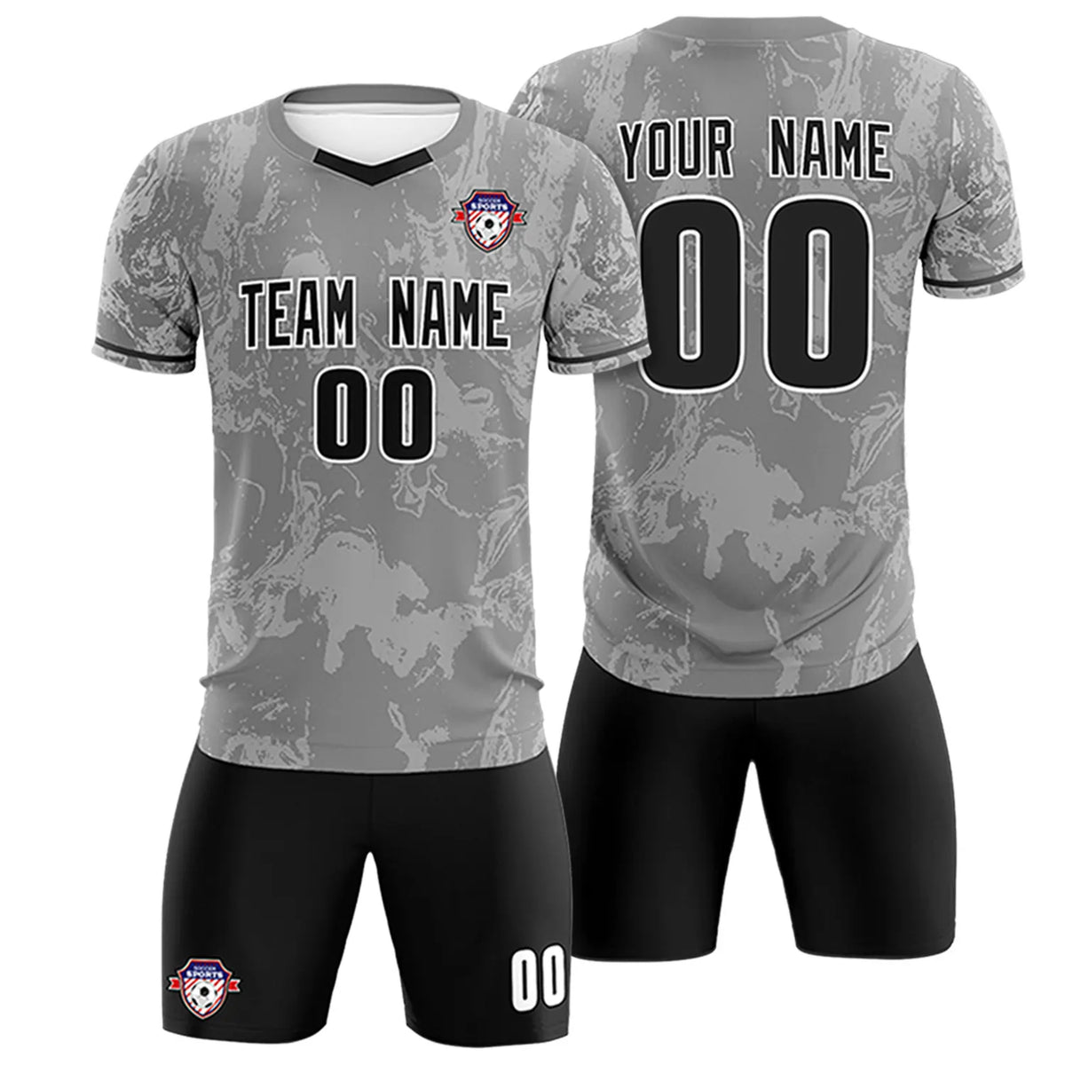 Custom Gray White Training Uniform Soccer Sets Jersey