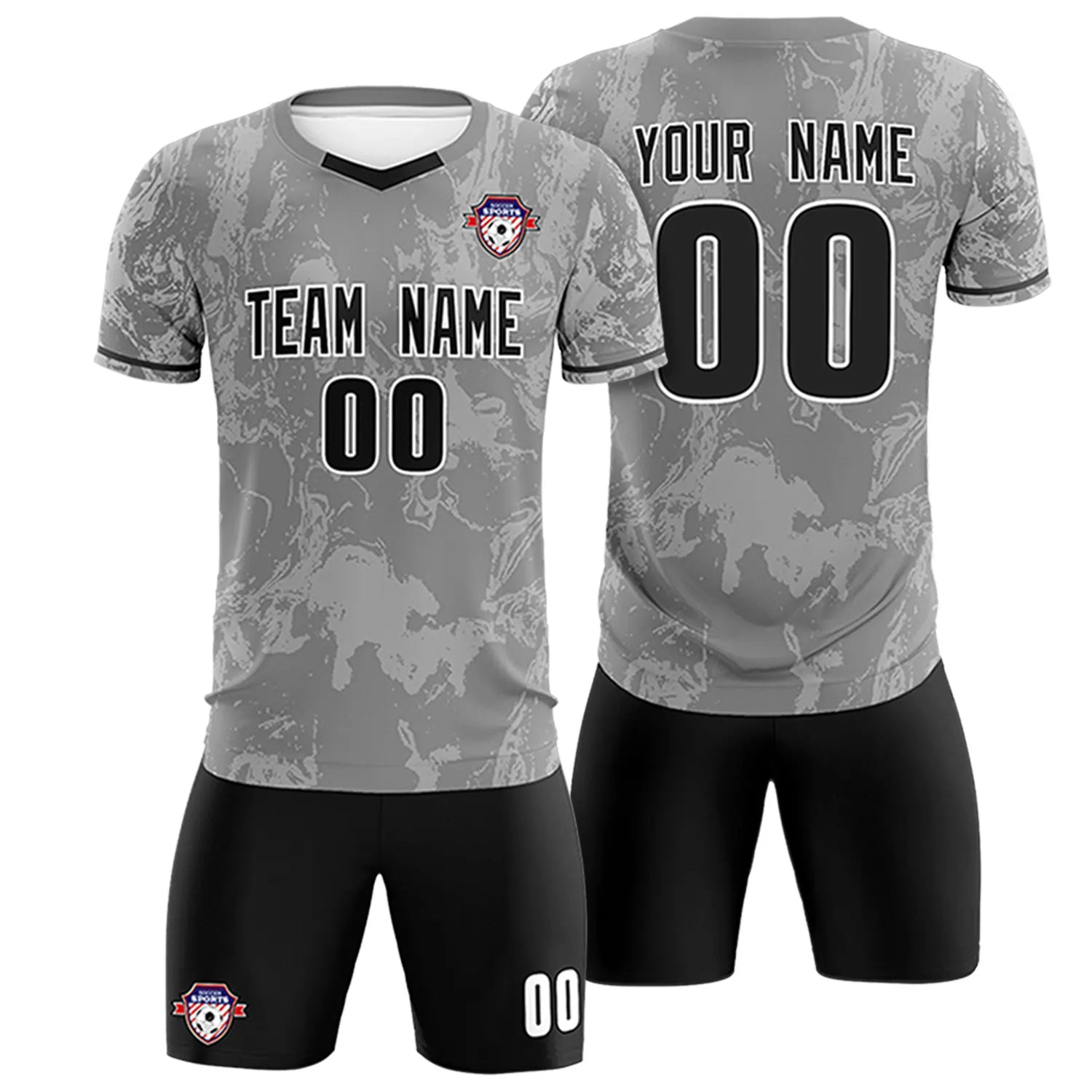 Custom Gray White Training Uniform Soccer Sets Jersey
