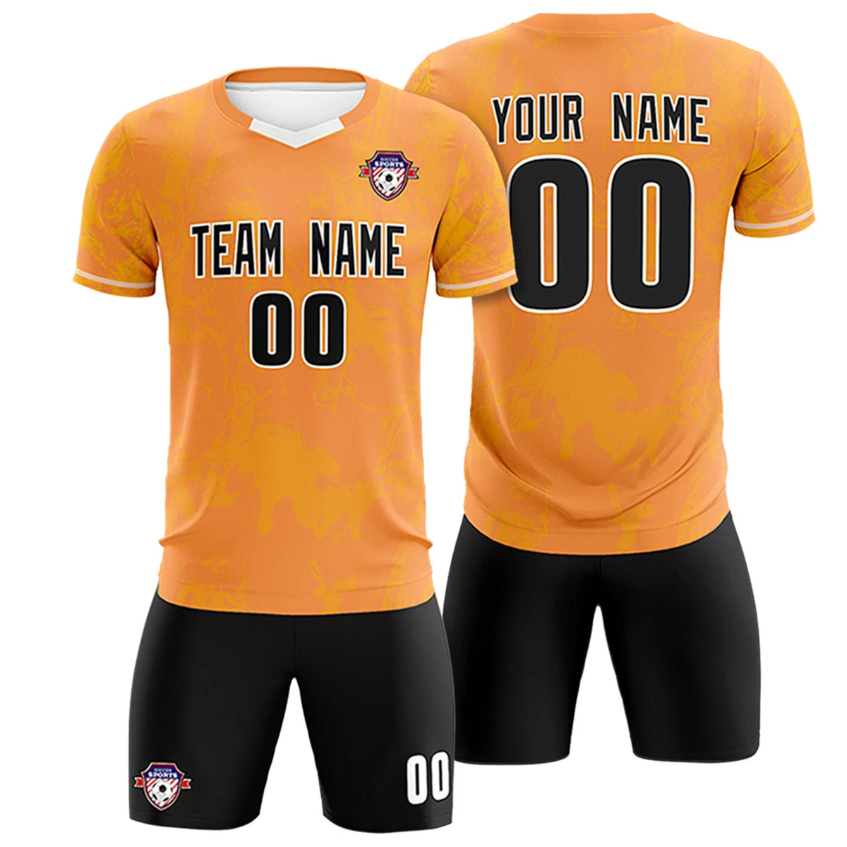 Custom Orange Yellow Training Uniform Soccer Sets Jersey