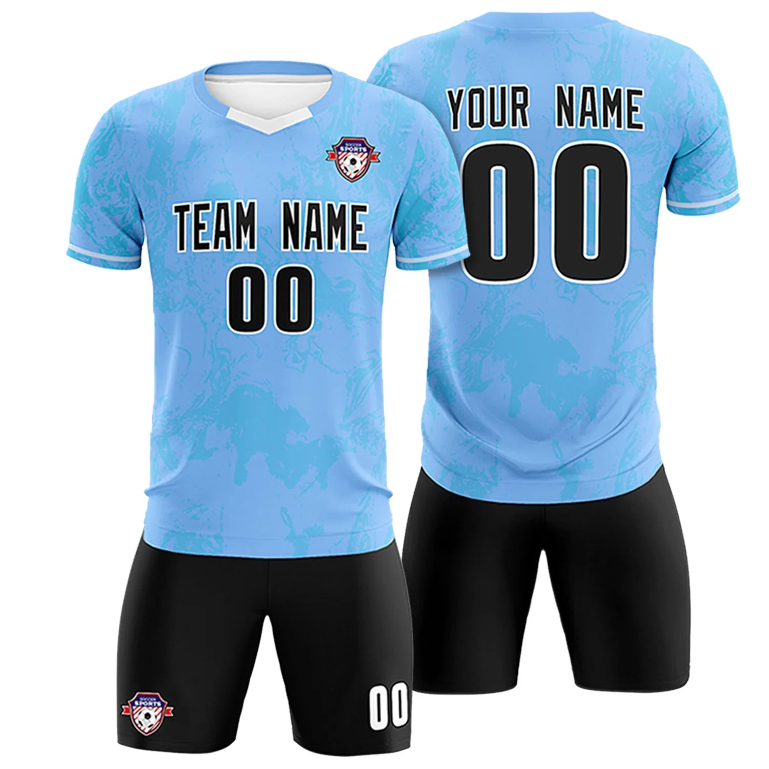 Custom Light Blue Powder Blue Training Uniform Soccer Sets Jersey