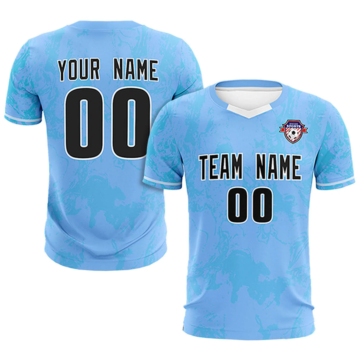 Custom Light Blue Powder Blue Training Uniform Soccer Sets Jersey