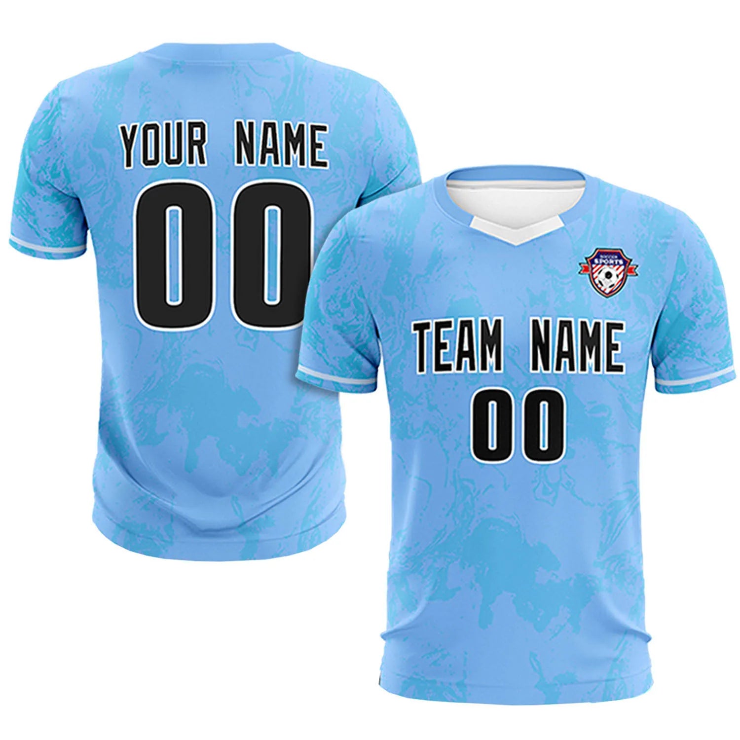 Custom Light Blue Powder Blue Training Uniform Soccer Sets Jersey