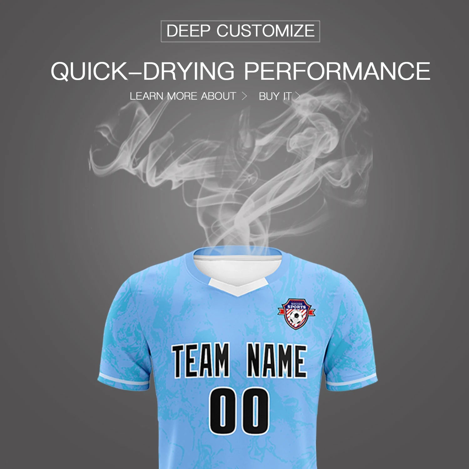 Custom Light Blue Powder Blue Training Uniform Soccer Sets Jersey