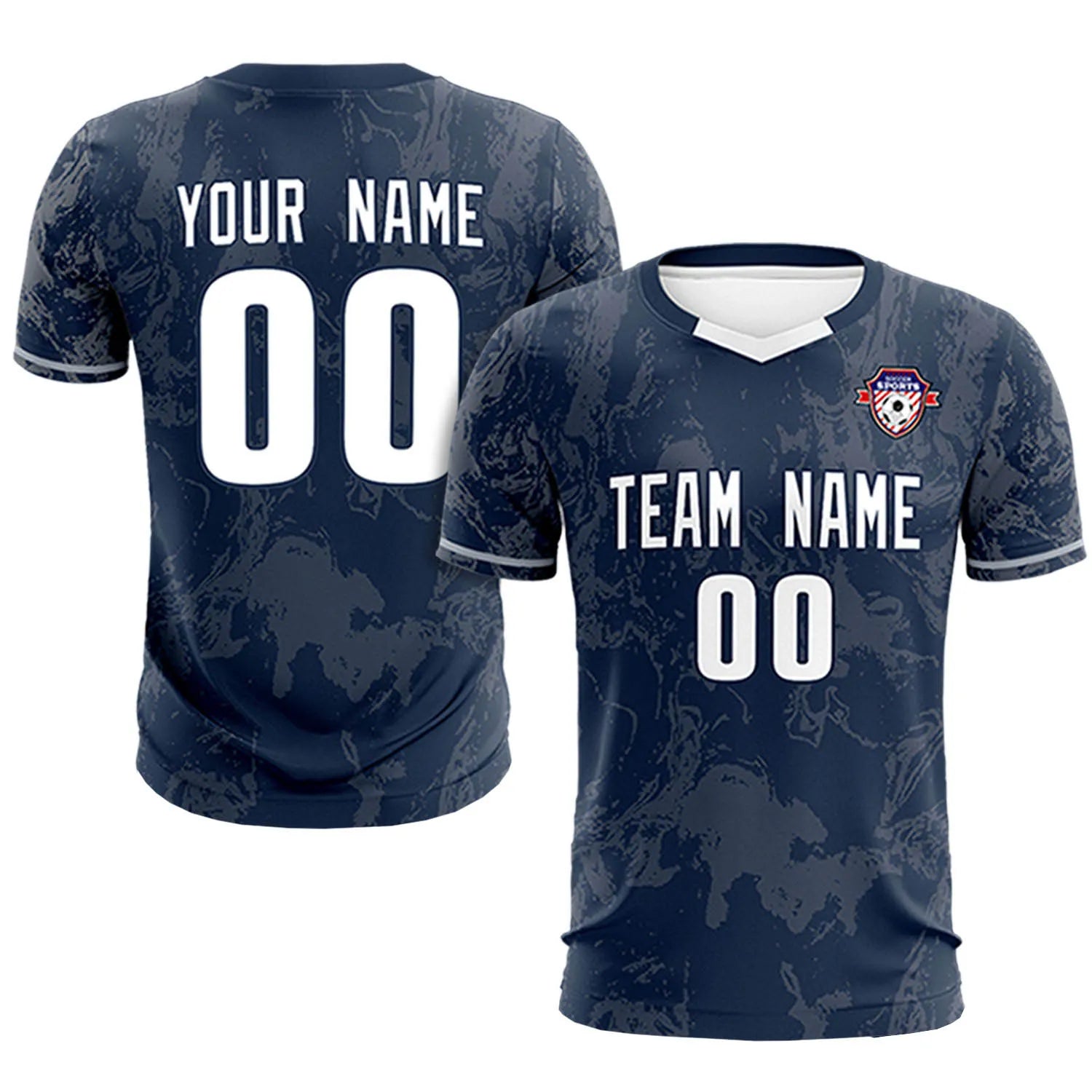 Custom Navy Gray Training Uniform Soccer Sets Jersey