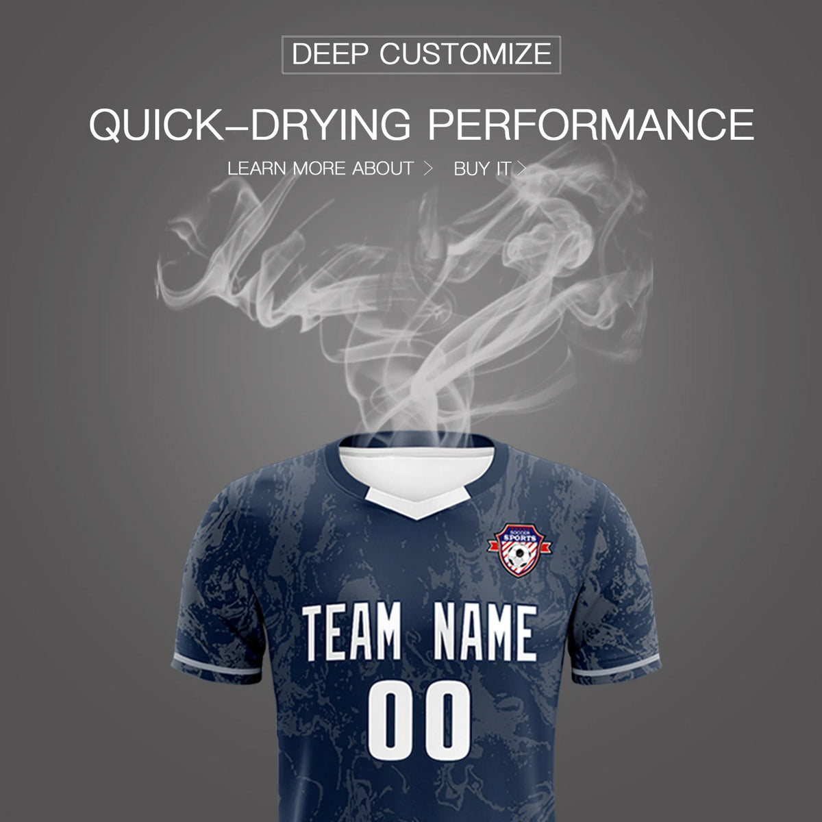 Custom Navy Gray Training Uniform Soccer Sets Jersey