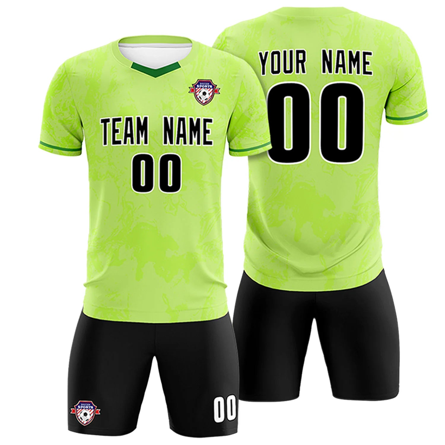 Custom Bright Green Neon Green Training Uniform Soccer Sets Jersey