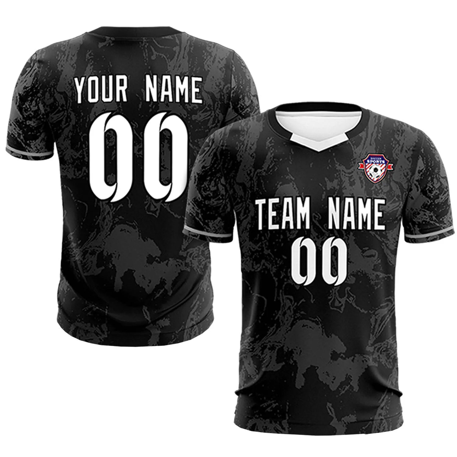 Custom Black White Training Uniform Soccer Sets Jersey