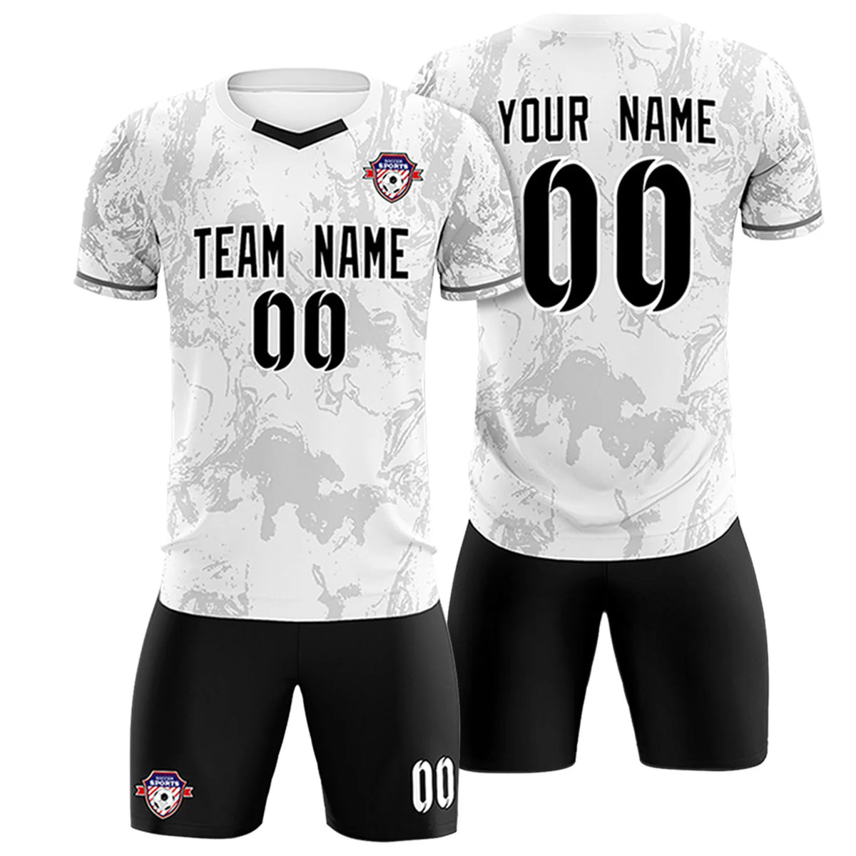 Custom White Gray Training Uniform Soccer Sets Jersey