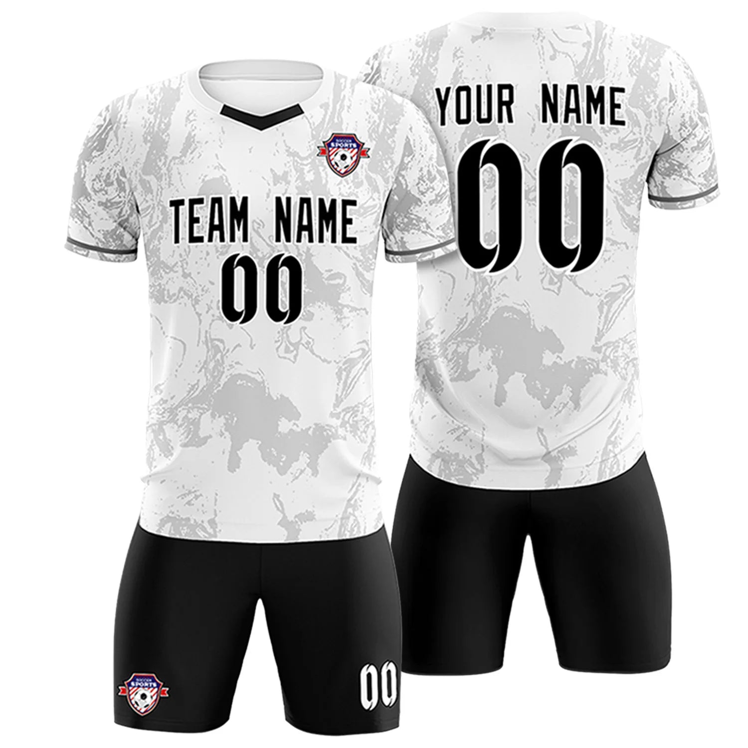 Custom White Gray Training Uniform Soccer Sets Jersey