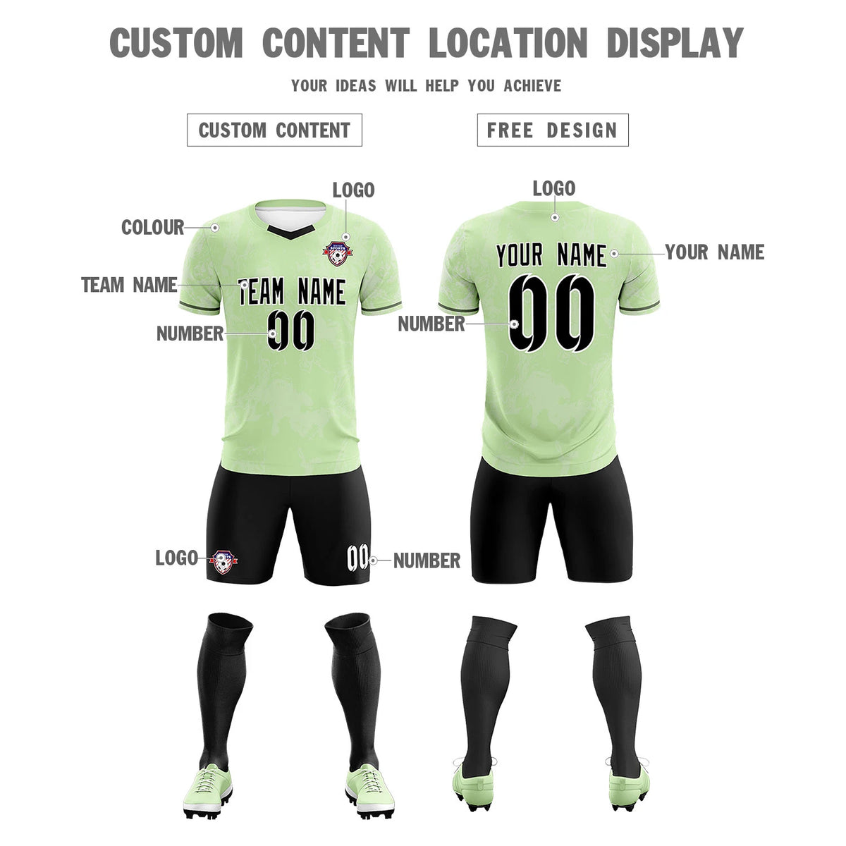 Custom Neon Green White Training Uniform Soccer Sets Jersey