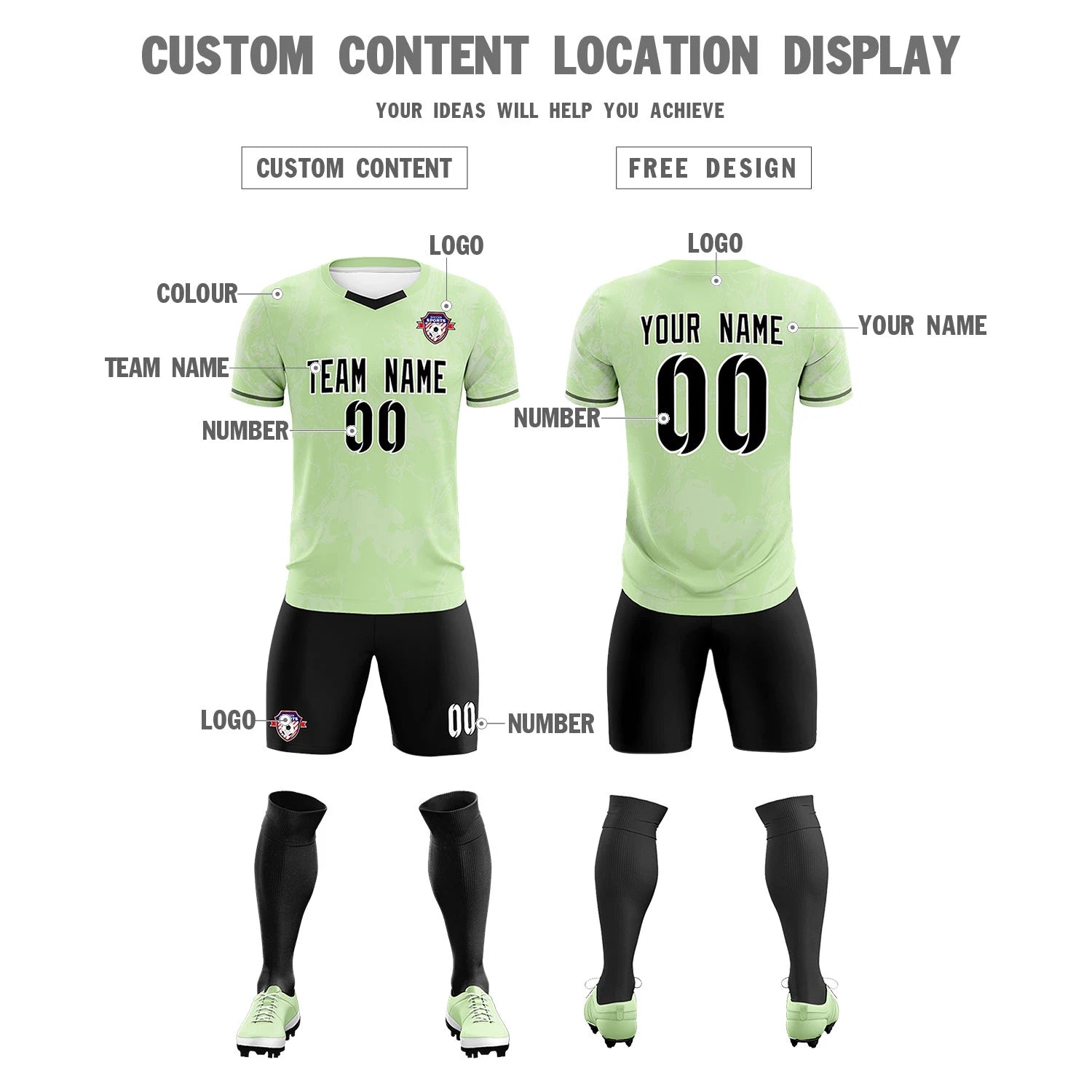 Custom Neon Green White Training Uniform Soccer Sets Jersey