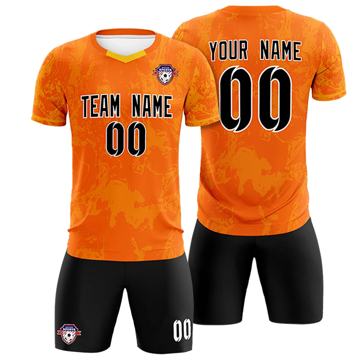 Custom Orange Yellow Training Uniform Soccer Sets Jersey