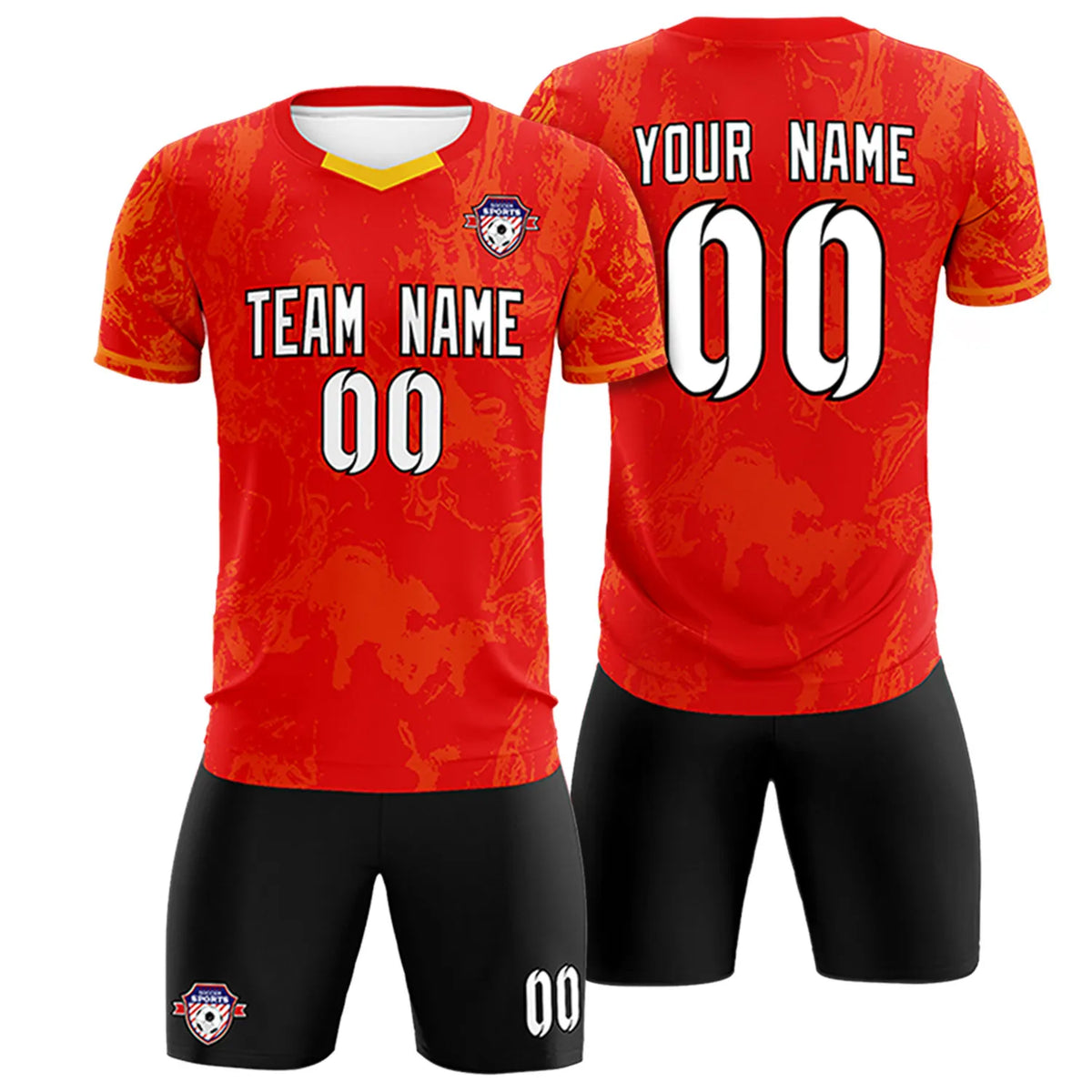 Custom Red Yellow Training Uniform Soccer Sets Jersey